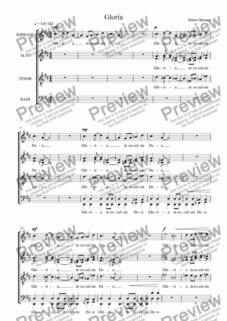 page one of MASS for choir a cappella - 2nd movement - Gloria