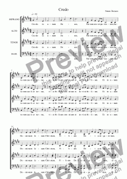 page one of MASS for choir a cappella - 3rd movement - Credo