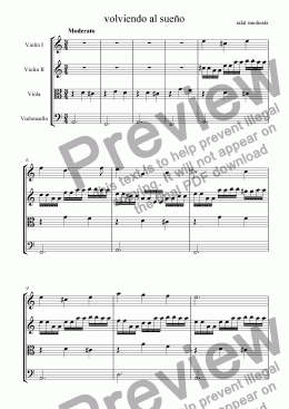 page one of volviendo al sueño (string quartet, second movement)