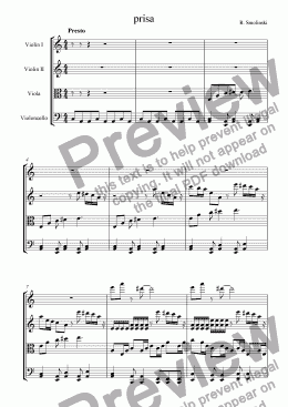 page one of prisa (string quartet, 3 movement)