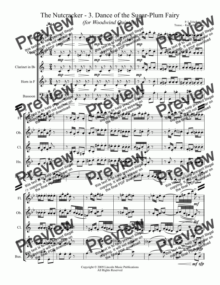 page one of The Nutcracker - 3. Dance of the Sugar-Plum Fairy (for Woodwind Quintet)