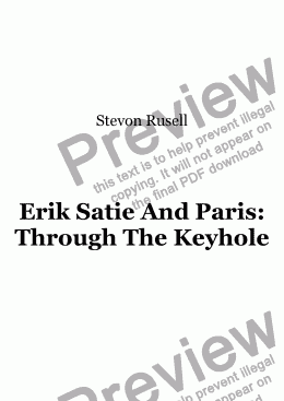 page one of ERIK SATIE AND PARIS: Through The Keyhole