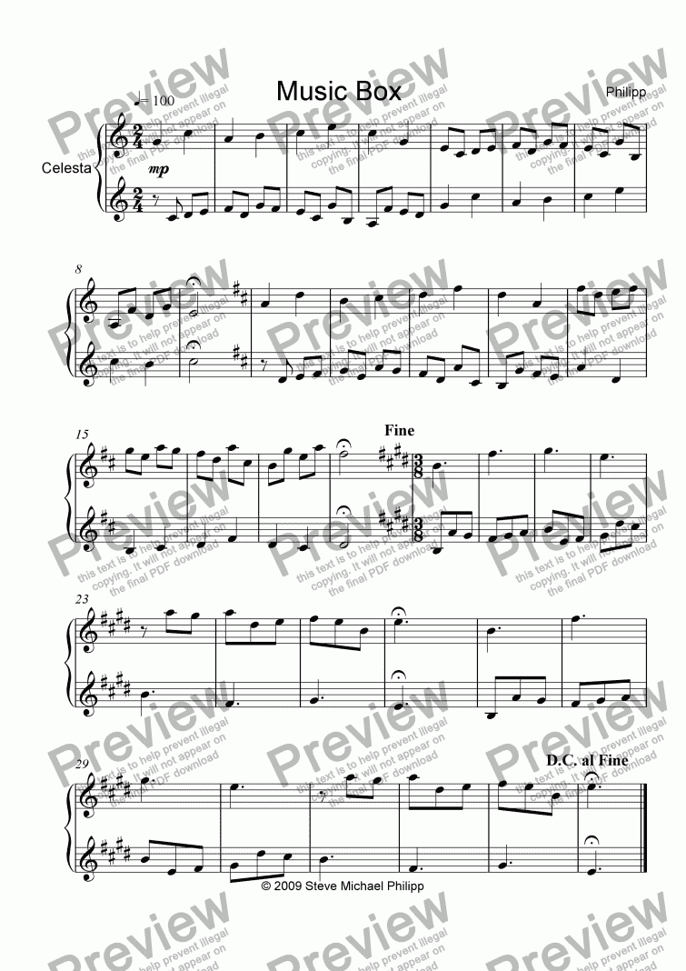 page one of Music Box