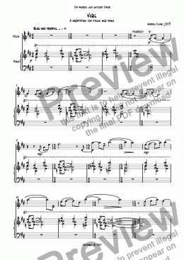page one of Vigil for violin and piano