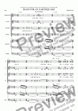 page one of Mass For An Earthquake Kyrie-Gloria