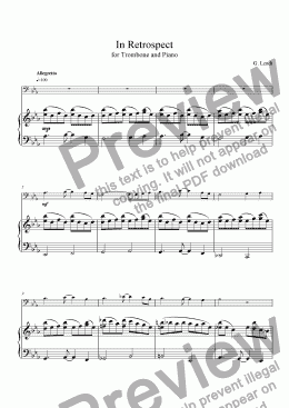 page one of In Retrospect for Trombone
