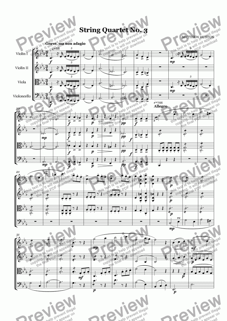 page one of String Quartet No. 3 in C minor