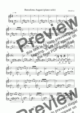 page one of Barcelona August (piano solo)