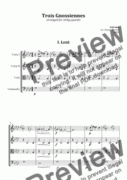 page one of Trois Gnossiennes (arr. for String Quartet)