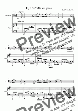 page one of Idyll for cello and piano