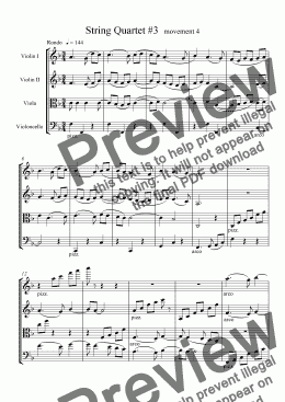 page one of String Quartet #3, movement 4