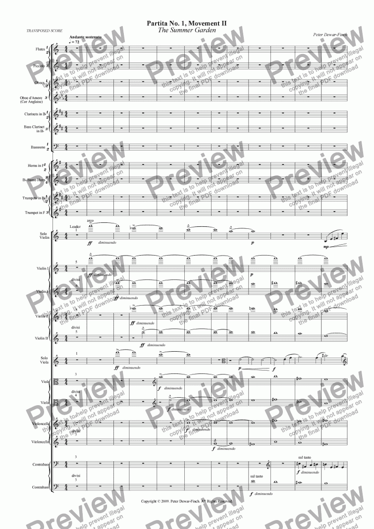 page one of Partita No 1 Movement II: The Summer Garden