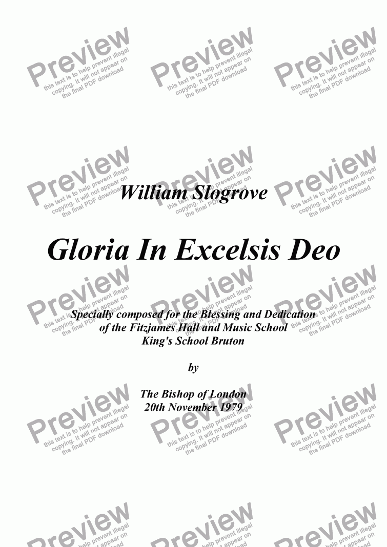 page one of Gloria In Excelsis Deo