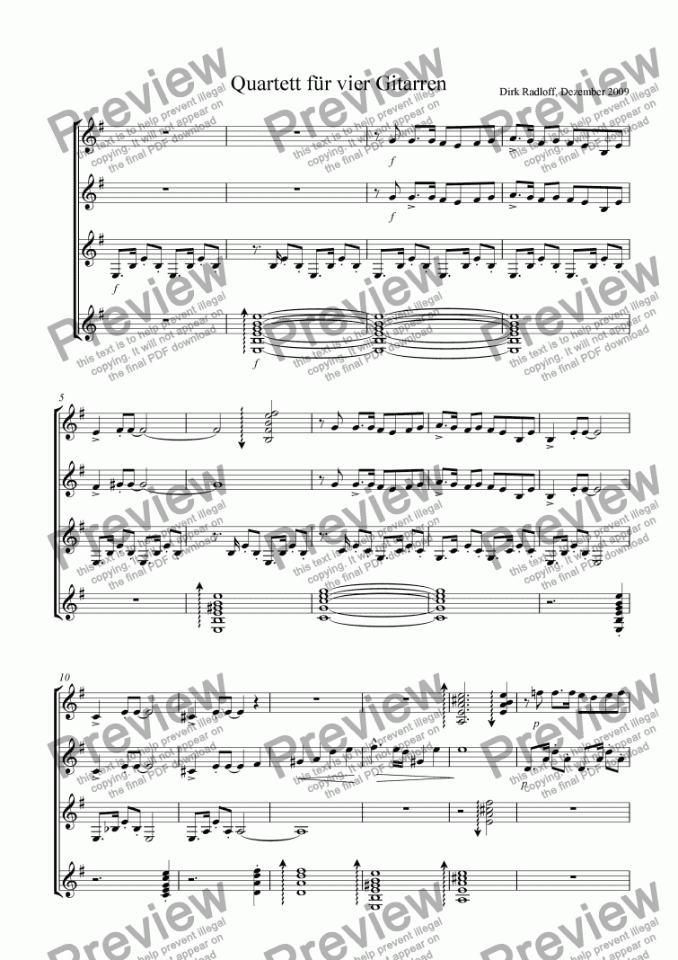 page one of Quartett für vier Gitarren