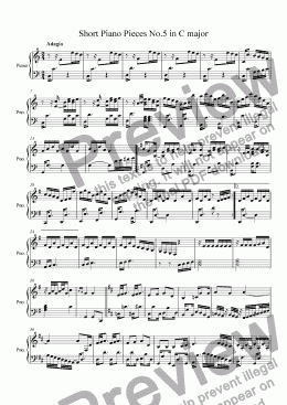 page one of Short Piano Pieces No.5 in C major