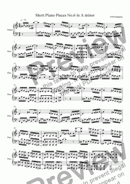 page one of Short Piano Pieces No.6 in A minor