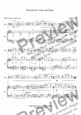 page one of Prelude for Cello and Piano