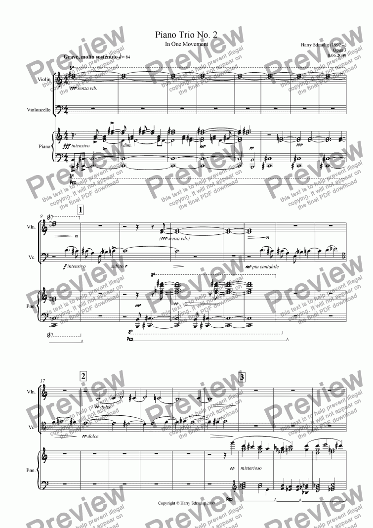 page one of Piano Trio No. 2
