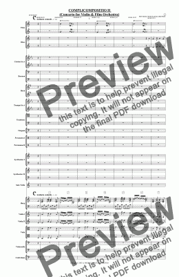 page one of COMPLICOMPOSITIO II  (Concerto for Violin & Film Orchestra)