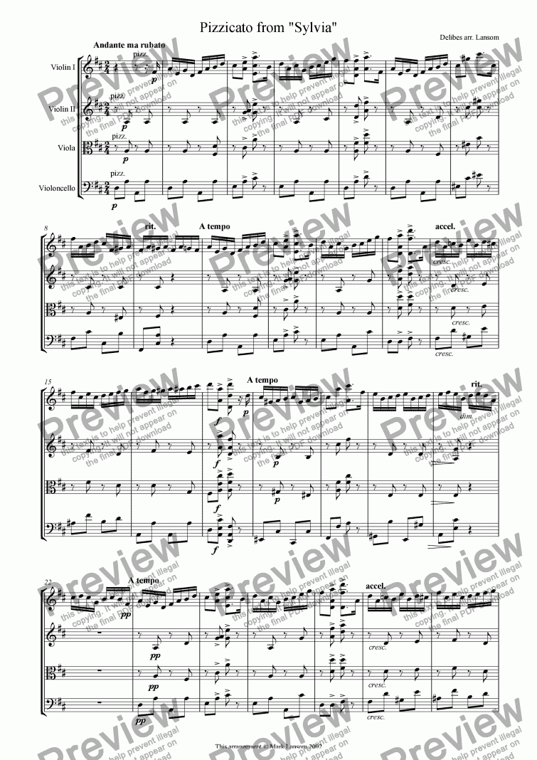 page one of Pizzicato from "Sylvia"