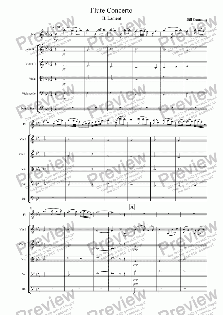 page one of Flute Concerto 2nd mvt - Lament