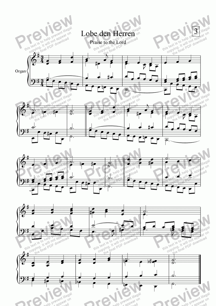 page one of Lobe Den Herren - alternative harmonisation