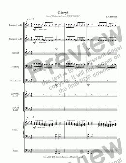 page one of Glory! (Christmas Mass: Emmanuel) (full score)
