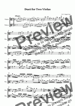 page one of W. F. Bach Viola Duet F61