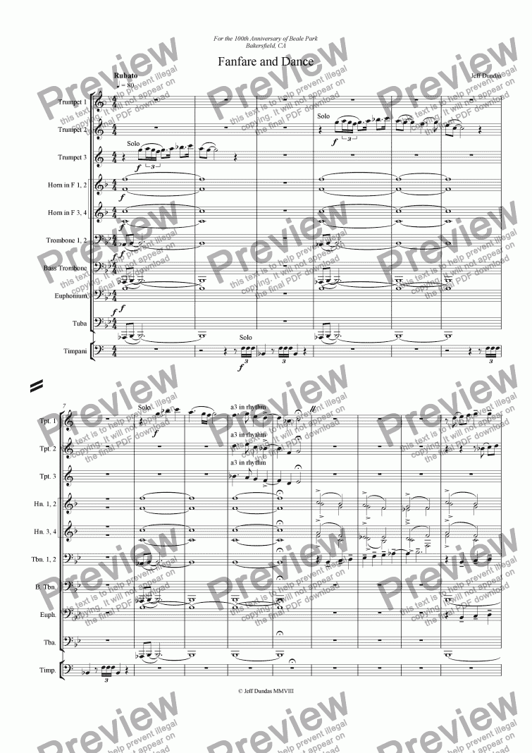 page one of Fanfare and Dance