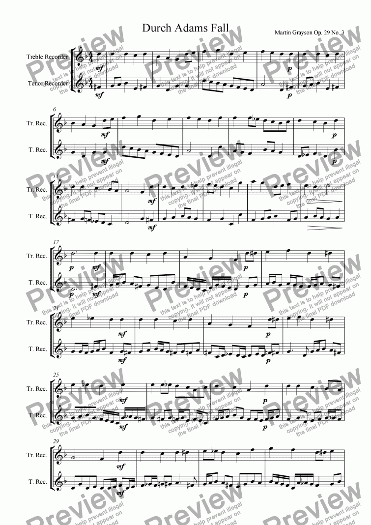 page one of Variations on Durch Adams Fall