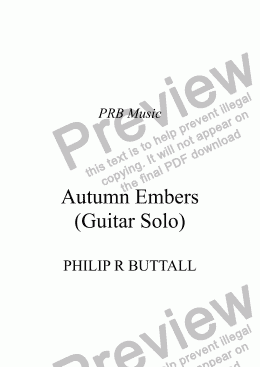 page one of Autumn Embers (Guitar)