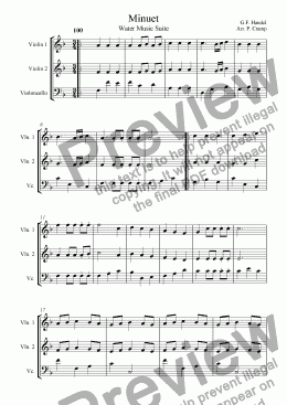 page one of Minuet - Water Music Suite [strings]