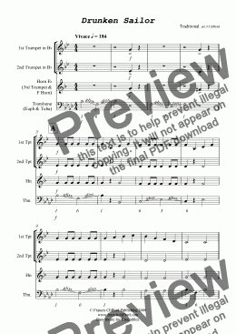 page one of Drunken Sailor (Jnr. School Band)
