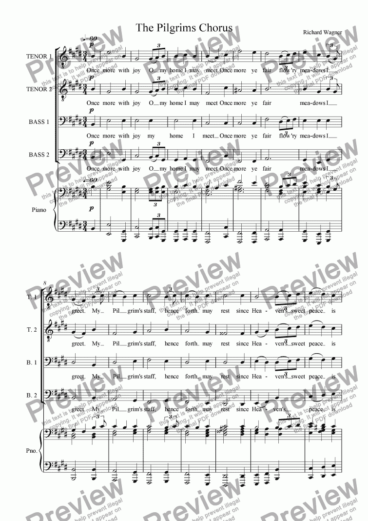 page one of The Pilgrims’ Chorus (TTBB)