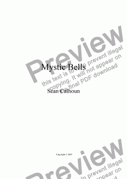 page one of Mystic Bells for harp and piano