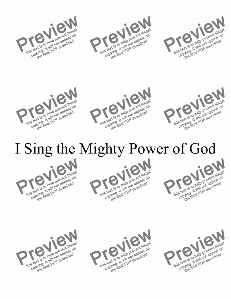 page one of I Sing the Mighty Power of God