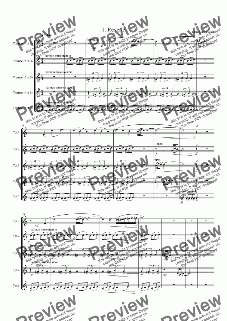 page one of Trumpet Quintet