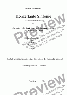 page one of Konzertante Sinfonie fuer Klarinette, Kontrabass und Kammerorchester
