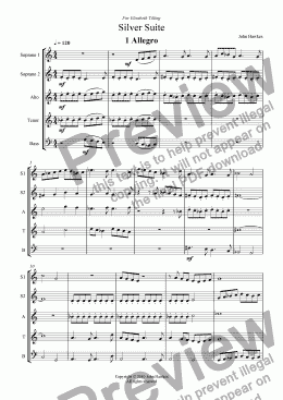page one of Silver Suite for Recorders