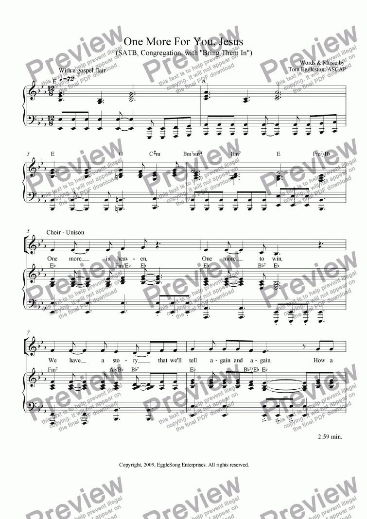 page one of One More for You, Jesus, SATB