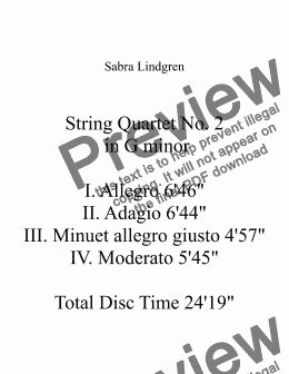 page one of String Quartet No. 2 in G minor I. Allegro