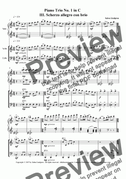 page one of Piano Trio No. 1 in C  III.  Scherzo allegro con brio