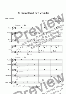 page one of O Sacred Head, now wounded (Mixed Chorus--Full Score)