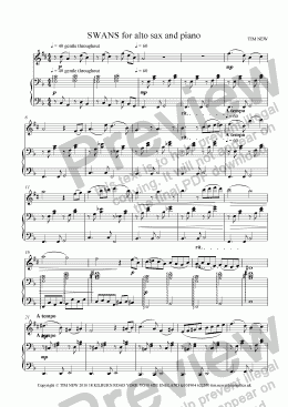 page one of SWANS for alto sax (or flute) and piano