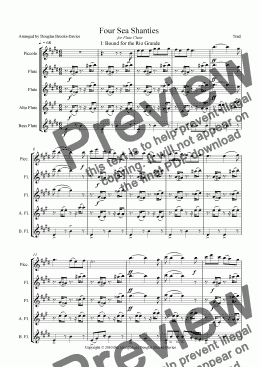 page one of SEA SHANTIES for Flute Choir (picc; 2fl; a/fl;bass fl )