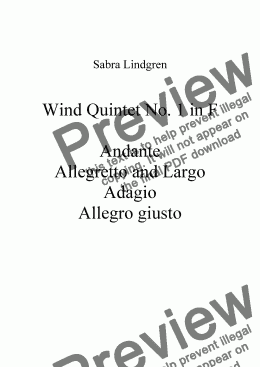 page one of Wind Quintet No. 1 in F, Adagio