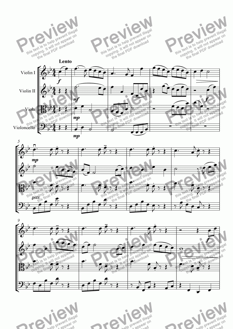 page one of Quartet in A-3rd movement