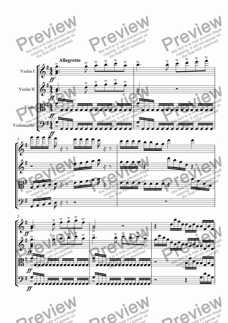 page one of Quartet in A-Overture