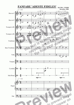 page one of Fanfare 'Adeste Fideles' full score