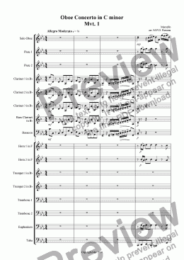 page one of Oboe Concerto Mvt. 1 Allegro Moderato